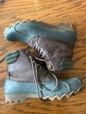 Mens Sperry Duck Boots in Brown & Green